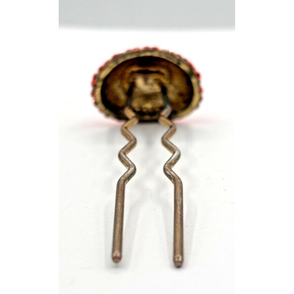 Vintage SOHO Signed‎ Hair Stick Red Crystal Mushroom Jewelry Gold Tone Metal HTF - Picture 5 of 16